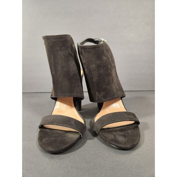 CHARLOTTE RUSSE Jackie Ankle Strap High Heel Sandal Womens 8 Black Faux Suede - Picture 3 of 8